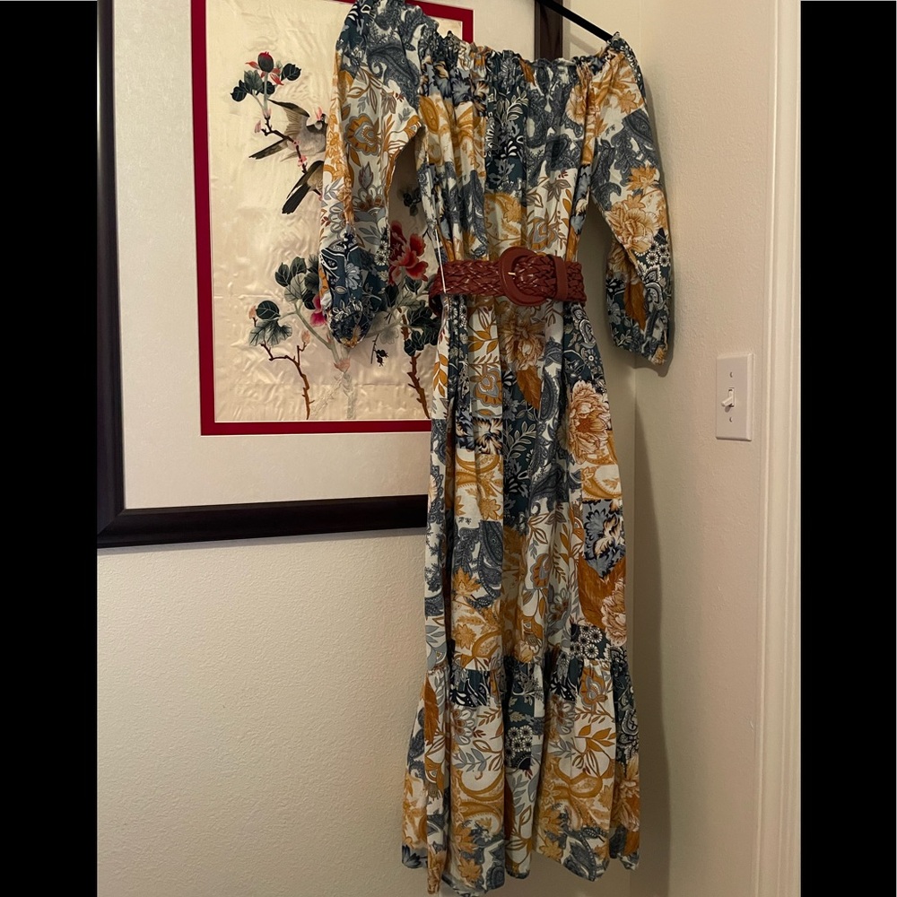 Boston Proper Off Shoulder Linen/Cotton Dress